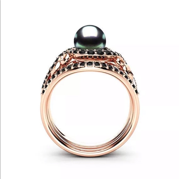 TahitIan Pearl 18KT Rose Gold Filled Blk Sapphire - Picture 4 of 7